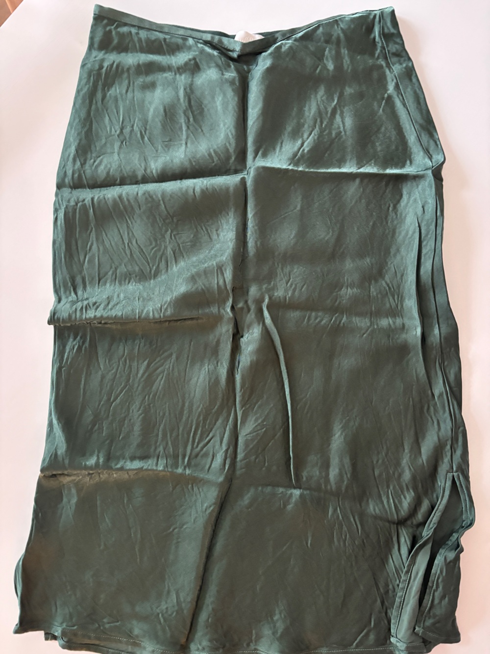 H&M Deep Forest Green Satin-Look Skirt